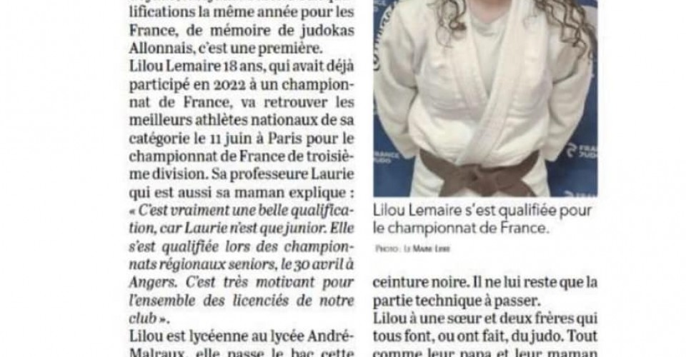 Qualification de Lilou Lemaire aux Championnats de France